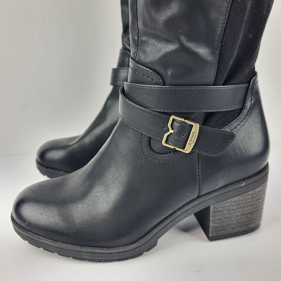 Dr. Scholls Prairie Boots Knee High Faux Leather Riding Black Size 9M - Picture 6 of 13
